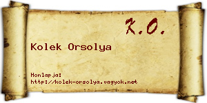 Kolek Orsolya névjegykártya